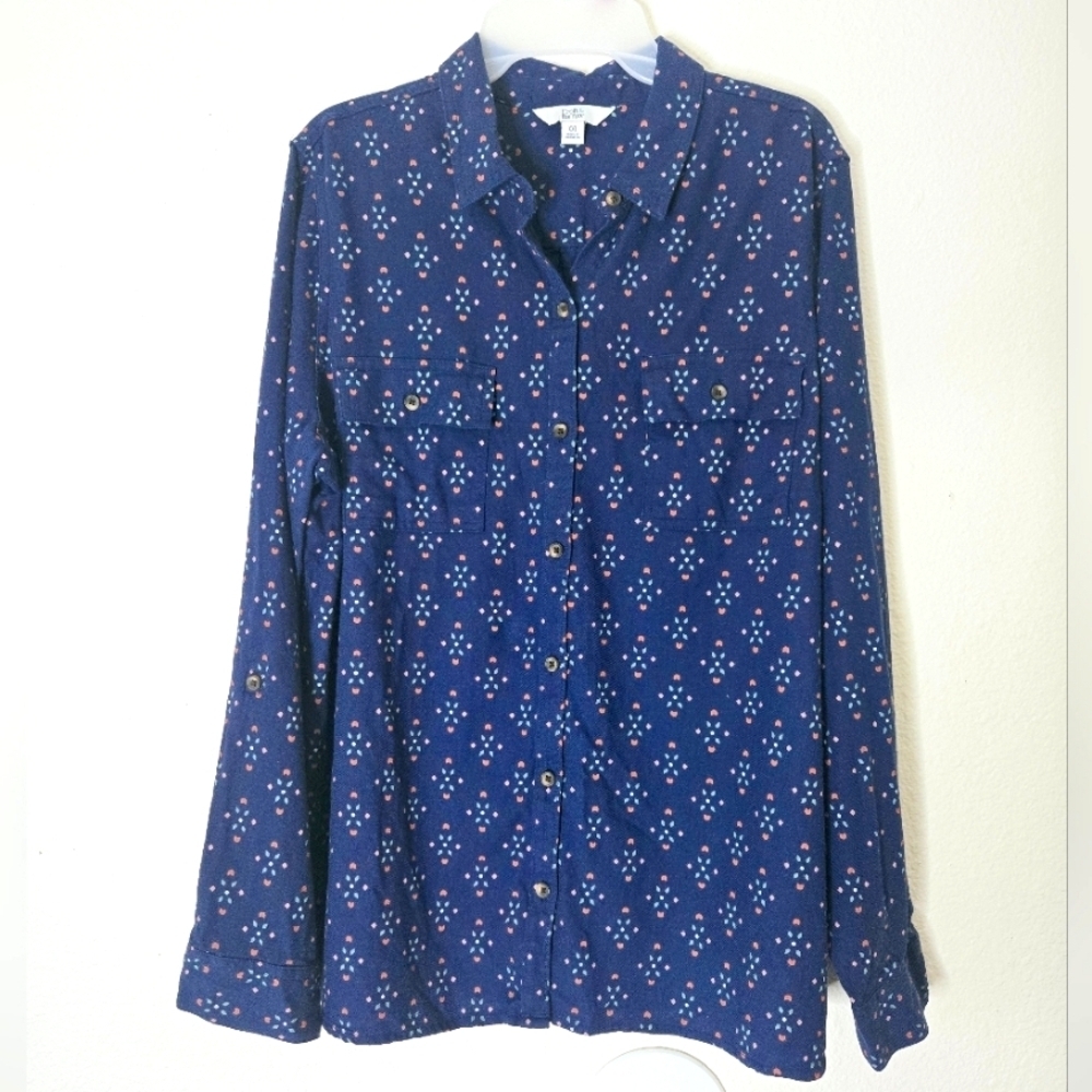 Croft & Barrow Size XXL Blue/Pink Cloth button front Shirt.